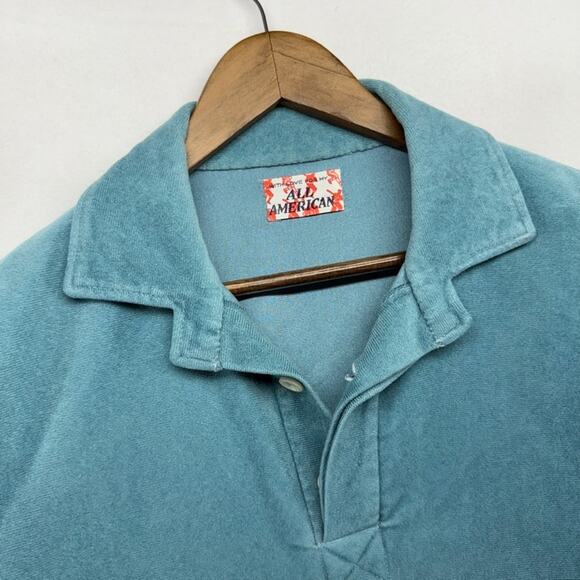 Vintage All American Shirt men's Medium Blue Suede Rockabilly Handmade 70s 80s - Picture 1 of 10